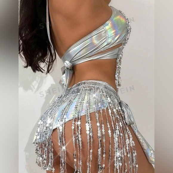 NWOT sequined rave top - Picture 2 of 5